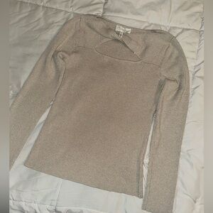 Jessica Simpson Cream sparkle fitted stretchy sweater size L
